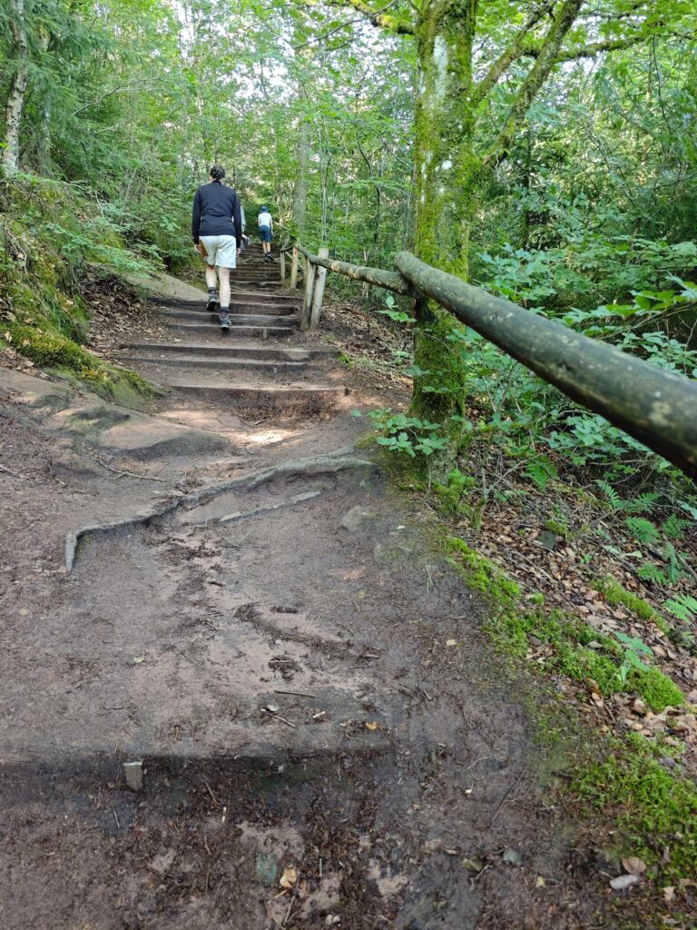Die Wanderung zum Teufelstisch führt über Stufen hinauf